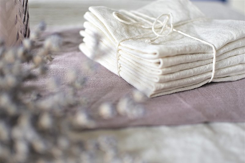 Set of handmade linen place mats, linen napkins - ผ้ารองโต๊ะ/ของตกแต่ง - ลินิน 