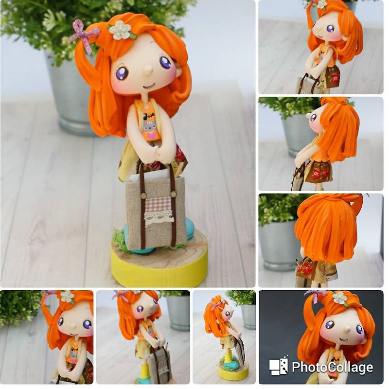 Art Decor Doll Handmade Soft Doll Baby Gift Love Gift Doll - Stuffed Dolls & Figurines - Clay Orange