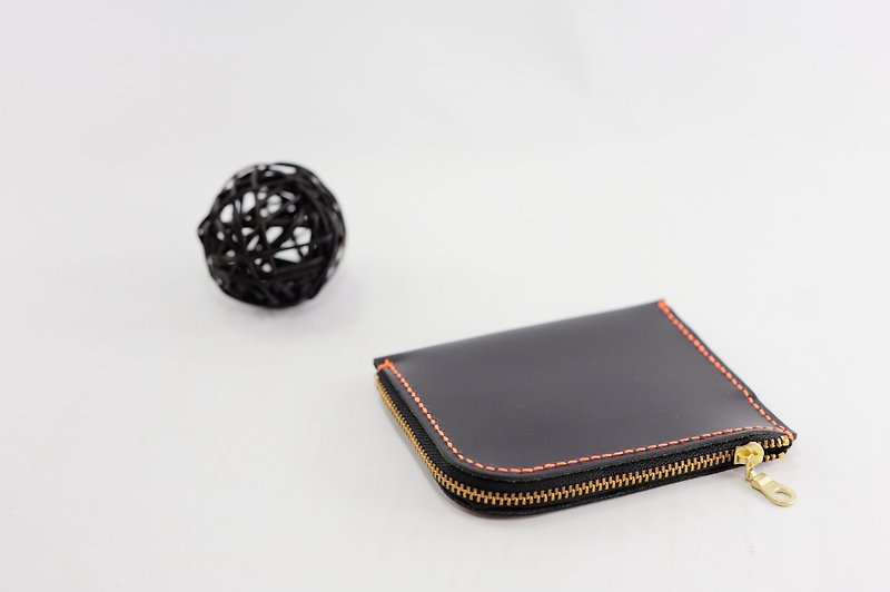 Be Two | zipper pocket purse (black) - กระเป๋าสตางค์ - หนังแท้ สีดำ