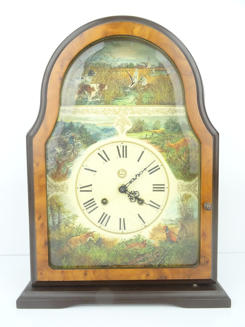 Antique Vintage German Mantel Clock Black Forest Shelf Bracket (Junghans era) - 時鐘/鬧鐘 - 木頭 咖啡色