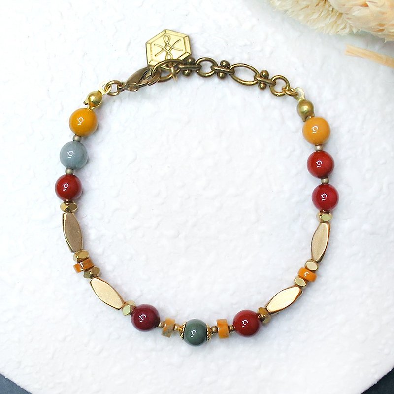 VIIART. Dunhuang-glorious years. Rich color Alxa color jade bracelet Bronze - Bracelets - Other Metals Gold