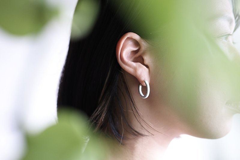 Silk Earrings & Clip-ons Black - Hoop (small)~ Ethical Earrings | Japanese silk threads