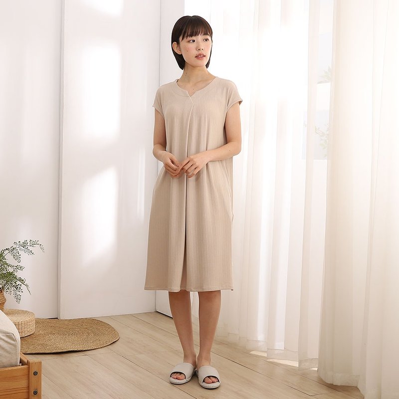 柔軟觸感楊柳布洋裝-共2色 - 睡衣/居家服 - 棉．麻 多色