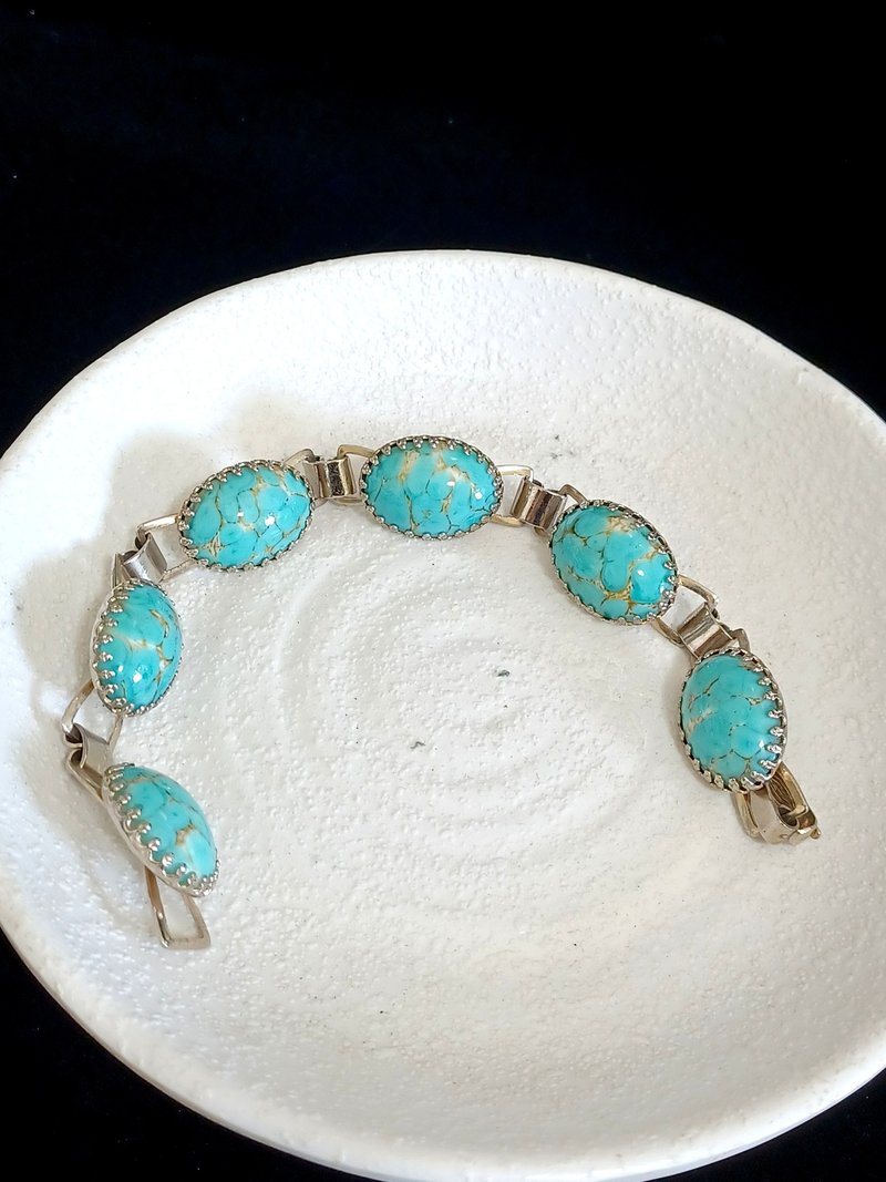 vintage jewelry  典雅仿綠松石 手鍊 - 手鍊/手環 - 其他金屬 
