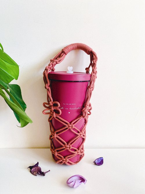 Macrame Woven Tote Hand Shaker Cup Bag Beverage Tote Cup Holder - Shop  eileen-macrame Beverage Holders & Bags - Pinkoi