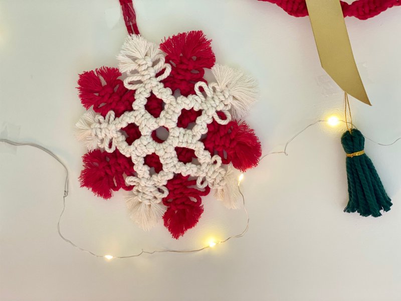 _Macrame Colorful Snowflake Ornaments_Knitted Snowflake_Christmas Ornaments_Christmas_ - พวงกุญแจ - ผ้าฝ้าย/ผ้าลินิน 