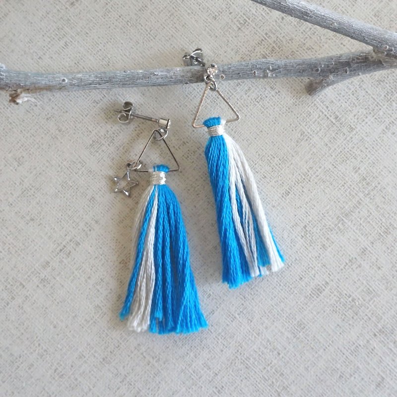 original tassel pierced earring "shottingstar" - Earrings & Clip-ons - Thread Blue
