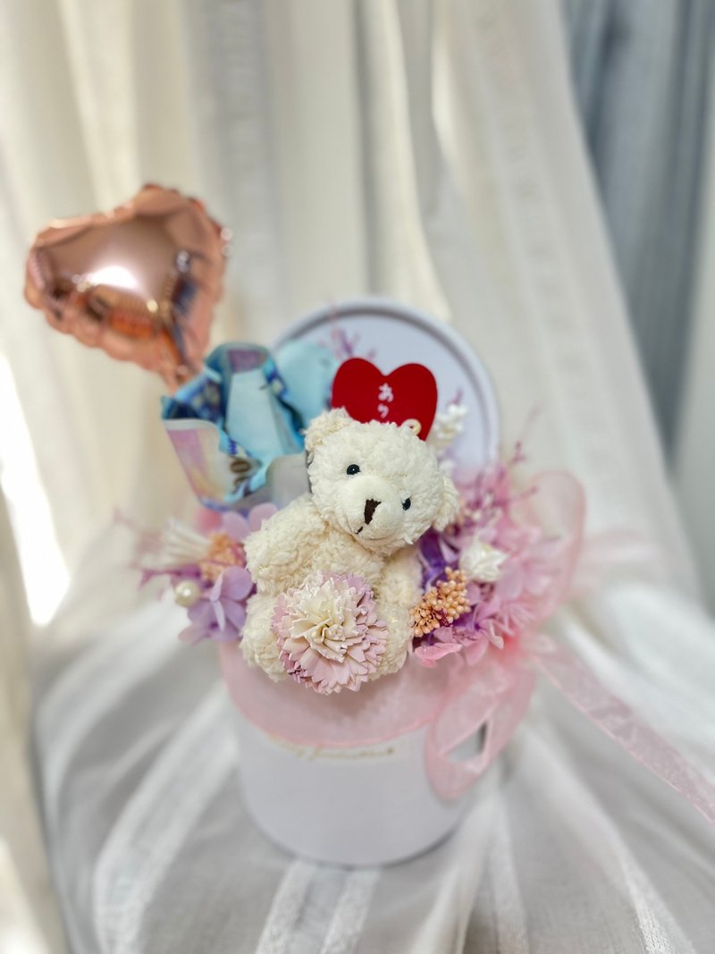 小熊錢花抱抱桶&擴香 情人節/開幕/喬遷 祝賀盆花 - 乾燥花/永生花 - 植物．花 