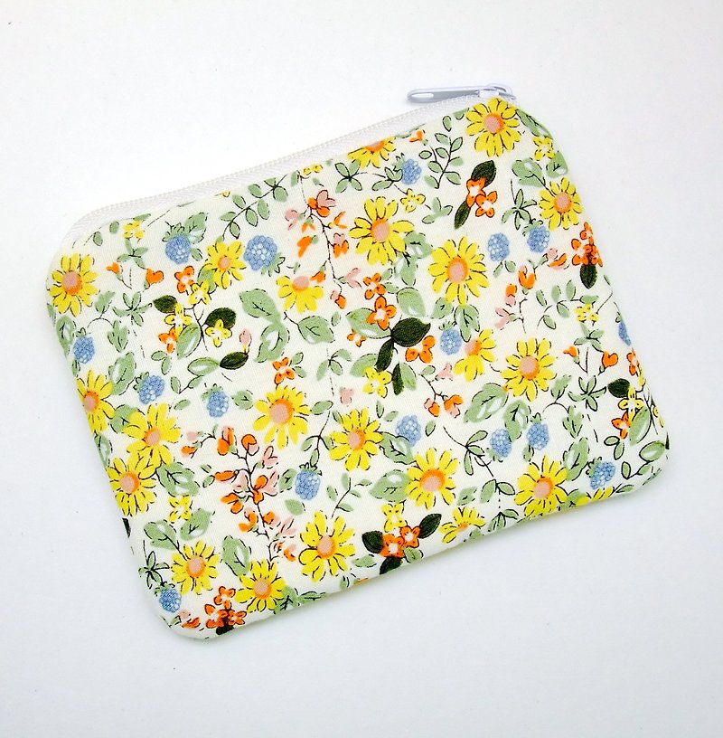 Zipper pouch / coin purse (padded) (ZS-259) - กระเป๋าใส่เหรียญ - ผ้าฝ้าย/ผ้าลินิน สีเหลือง