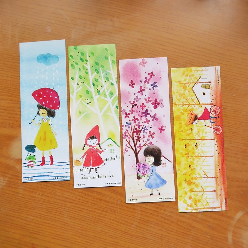 Little girl illustration bookmark/set of four - Cards & Postcards - Paper 