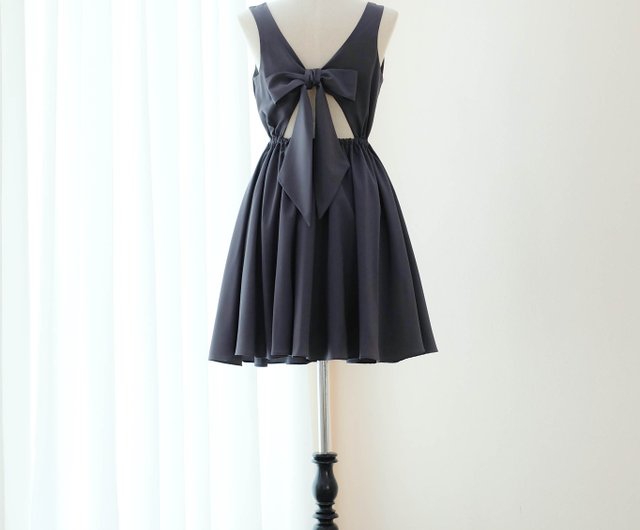 Short Bridesmaid Dress Charcoal Grey