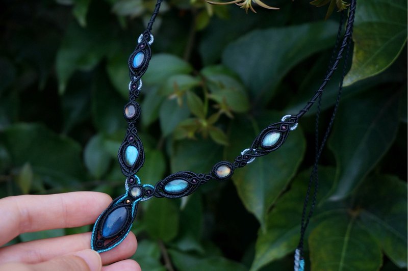| 已售欣賞 | 原創設計拉長石項鏈 macrame labradorite necklace - 項鍊 - 寶石 