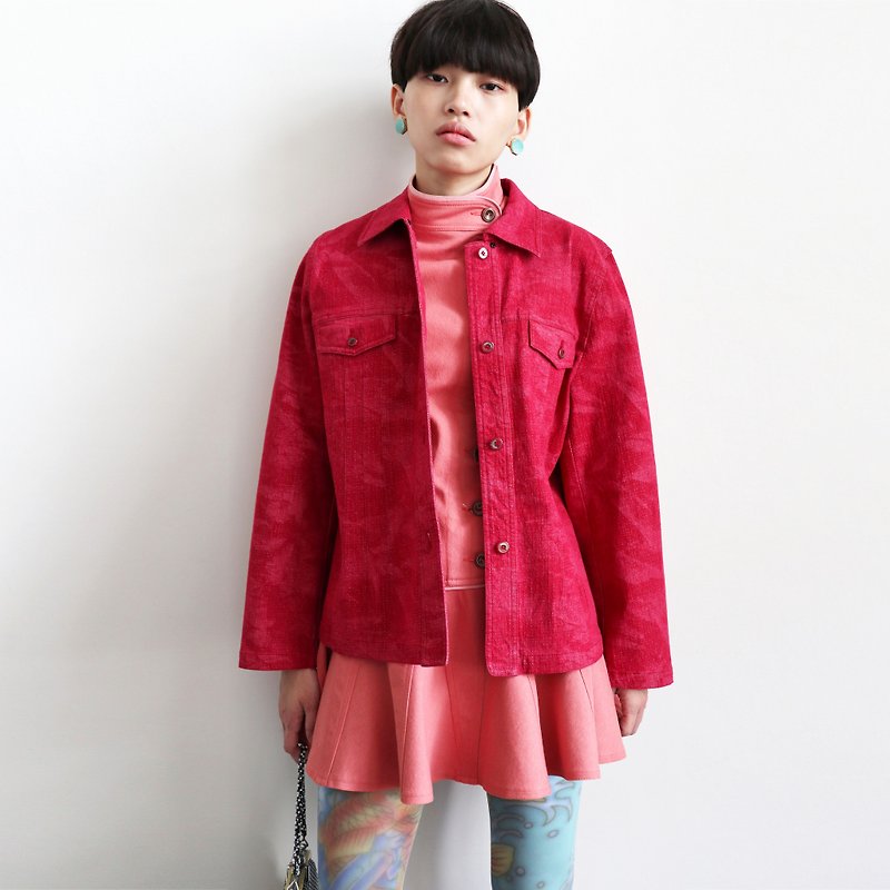 Pumpkin Vintage. Ancient denim jacket - เสื้อแจ็คเก็ต - วัสดุอื่นๆ สีแดง