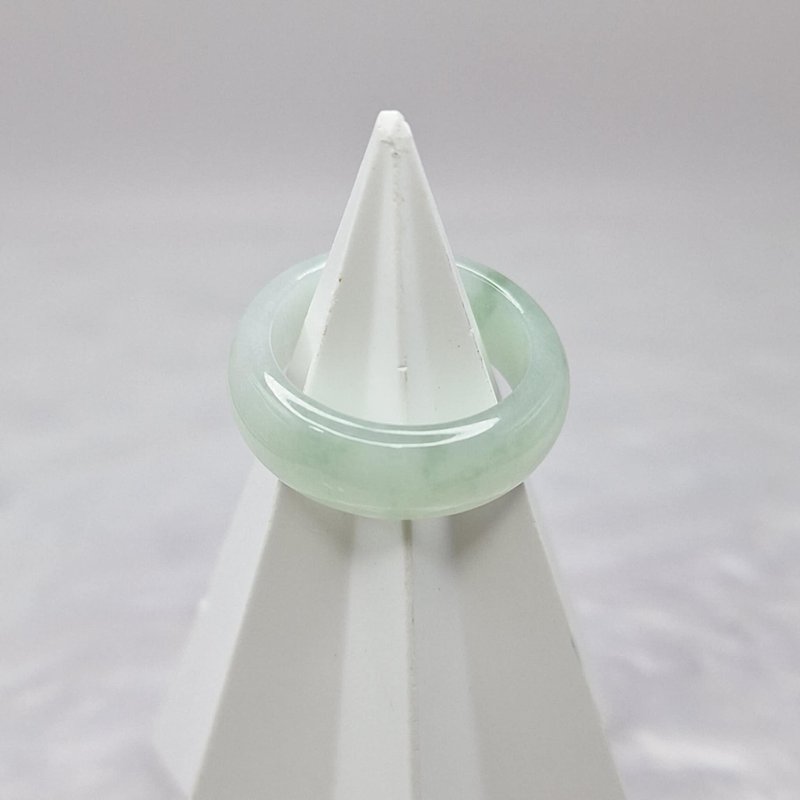 冰潤藍水戒指 玉戒 國際圍11 內徑16.6 | 天然緬甸玉A貨翡翠 - 戒指 - 玉石 