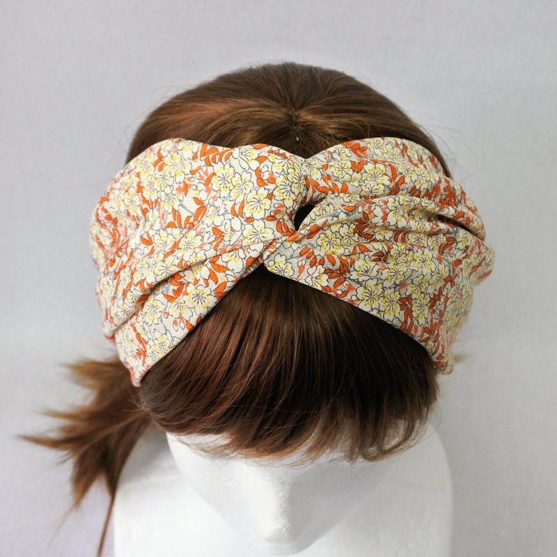 Kimono remake cross turban - Hair Accessories - Silk Orange