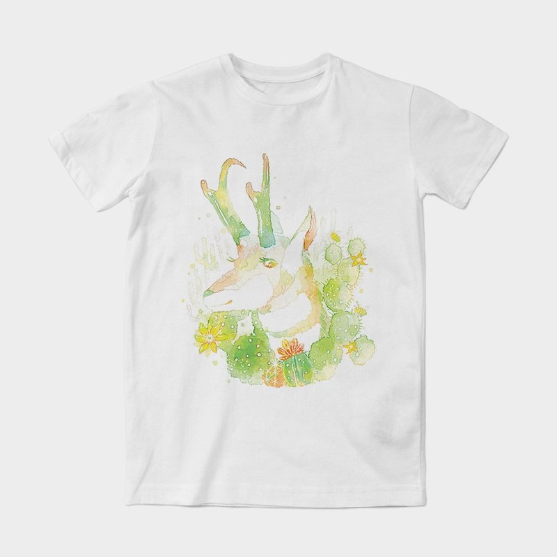 中性短袖T-Shirt 仙人掌與叉角羚 by 常井陸 | A080UT003 - 其他 - 棉．麻 