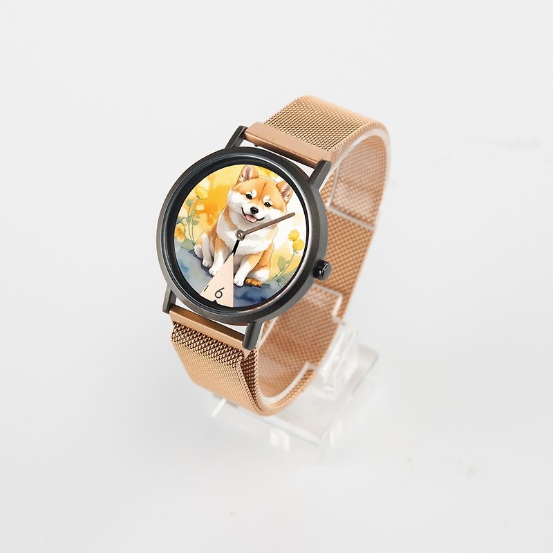 需有其錶原創 藝術版柴犬防水米蘭磁吸手錶 中性錶 女錶 客製化 - 男裝錶/中性錶 - 真皮 