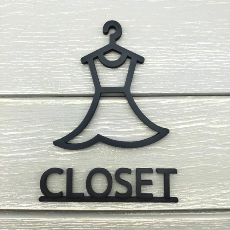 Room sign, closet sign, closet mark - ตกแต่งผนัง - พลาสติก สีดำ