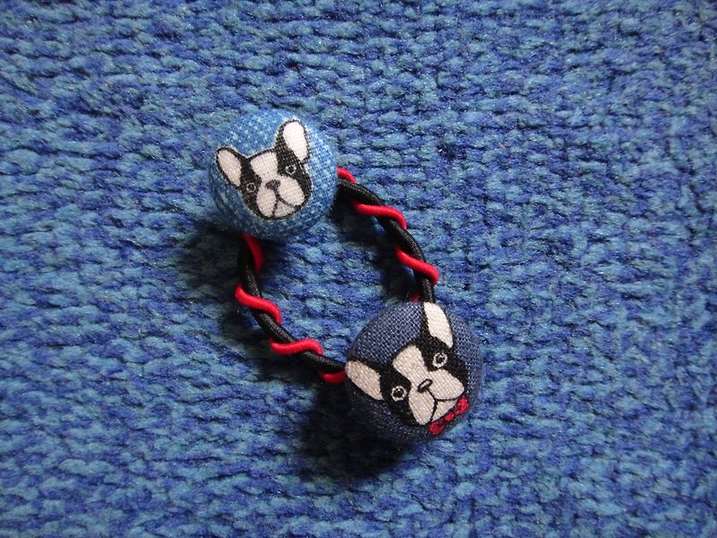Japanese cloth limited bow method bucket button hair tie C48CIY83Z90 - Hair Accessories - Cotton & Hemp Blue