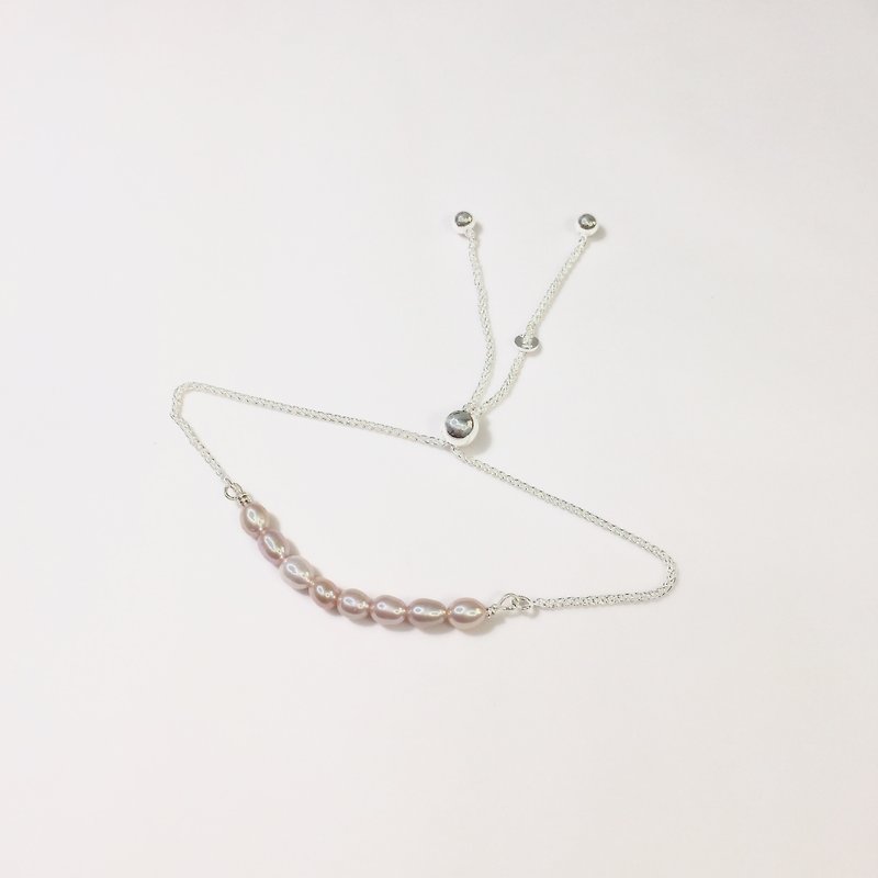 イタリアの淡水真珠の純銀製のブレスレット長さ調節可能セクション - ブレスレット - 金属 シルバー