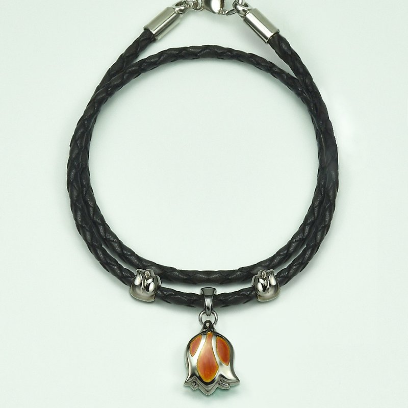 Tulip Bracelet-Night Maple (Italian Genuine Leather) - Bracelets - Other Metals Silver