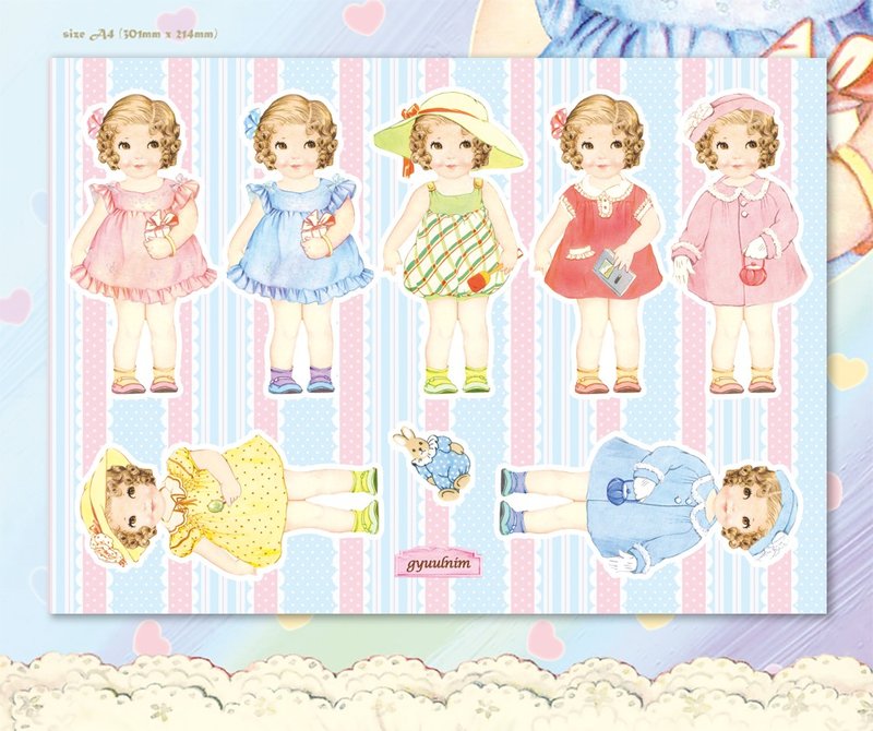 Paper doll Wrapping Paper - chloe / Scrapbook Paper / 30sheet A4 size 120g - 其他 - 紙 
