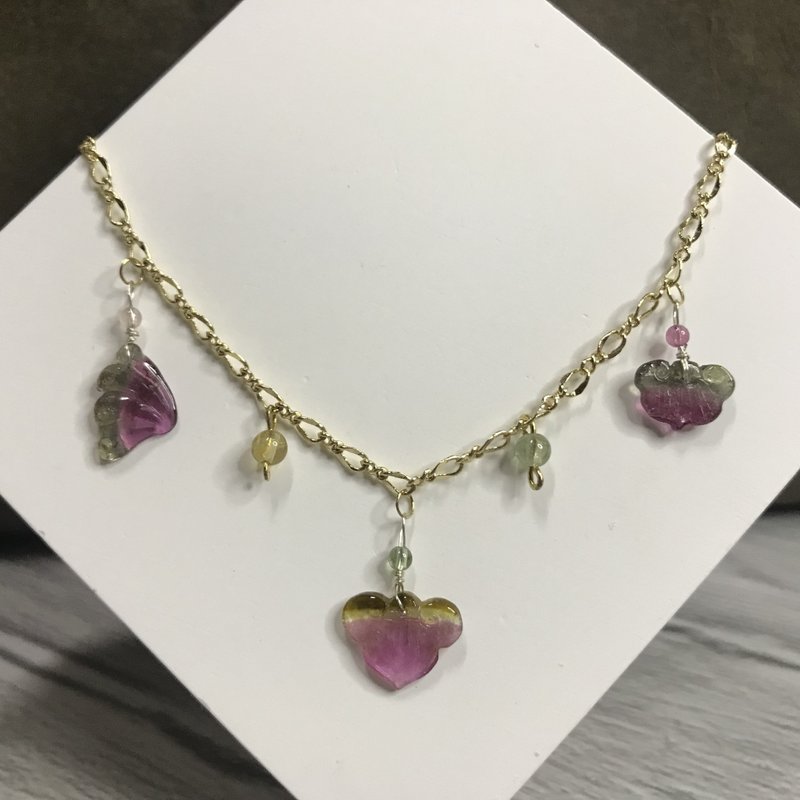 招財旺夫I西瓜碧璽電氣石Tourmaline14K手鏈I糖果如意I情人節禮物 - 手鍊/手環 - 水晶 