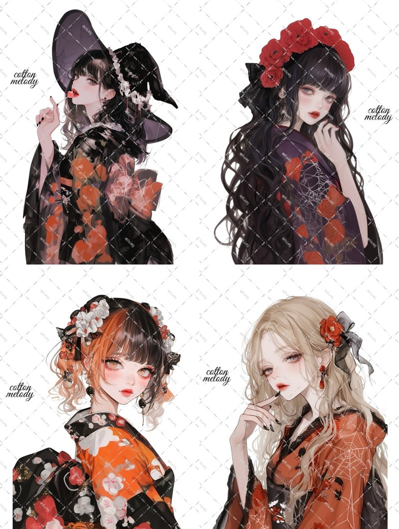 【数量限定】 ハロウィン / compact set / 25種類各3枚 / cotton melody / 少数セット / 人物ステッカー / ノベルティ付 - 貼紙 - 紙 