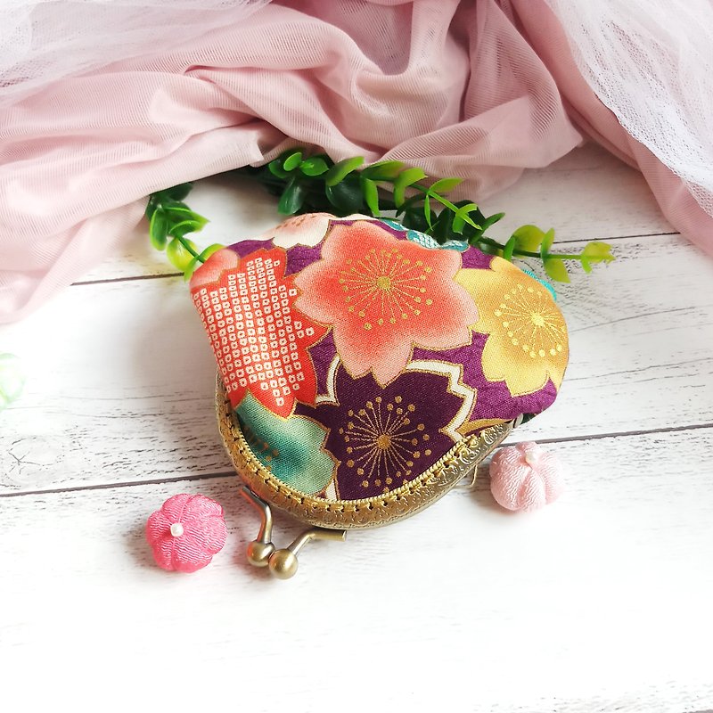 Japanese Kimono Fabric - Small clutch / Coin purse (JS-43) - Coin Purses - Cotton & Hemp Multicolor