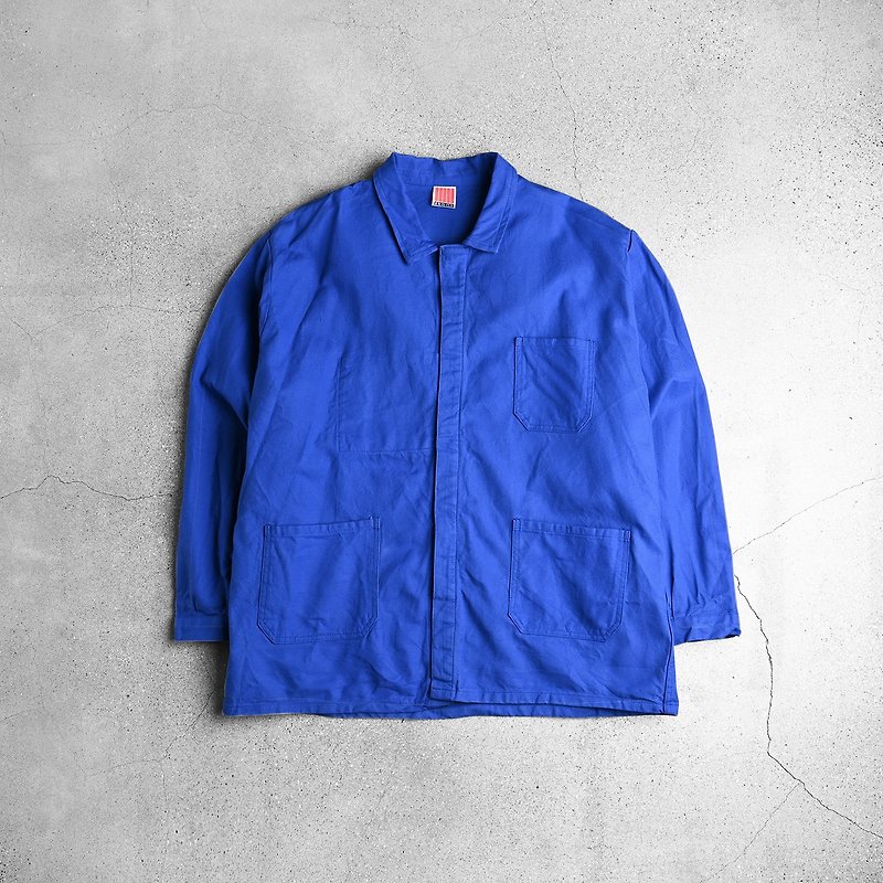 Vintage Europe Indigo Worker Jacket - เสื้อเชิ้ตผู้ชาย - วัสดุอื่นๆ สีน้ำเงิน