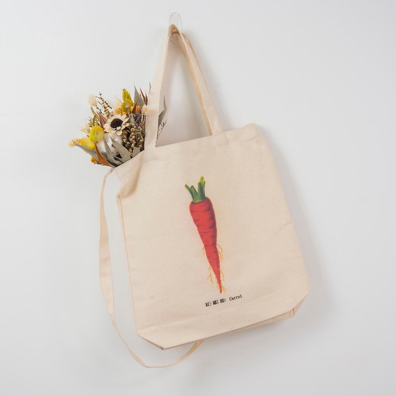 Slanted Shoulder Bag -  紅蘿蔔 Carrot - กระเป๋าแมสเซนเจอร์ - ผ้าฝ้าย/ผ้าลินิน สีกากี