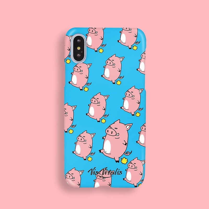 Piggy is in trouble / matte frosted hard shell / mobile phone case - เคส/ซองมือถือ - พลาสติก สึชมพู