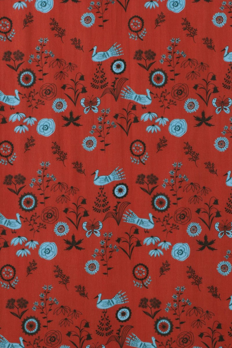 錦物生活×古曉茵插畫布料－wild garden (紅) - 其他 - 棉．麻 