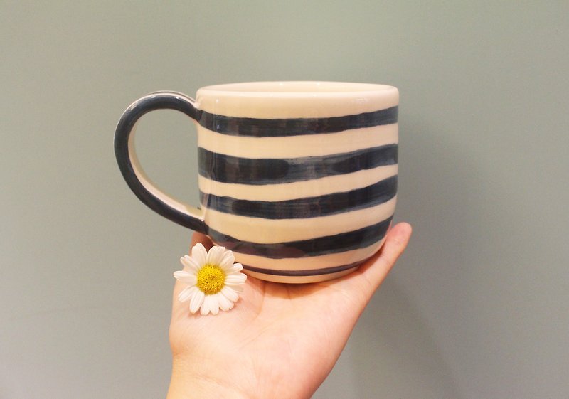 Simple Blue Stripe Mug (380c.c) - Mugs - Porcelain Multicolor