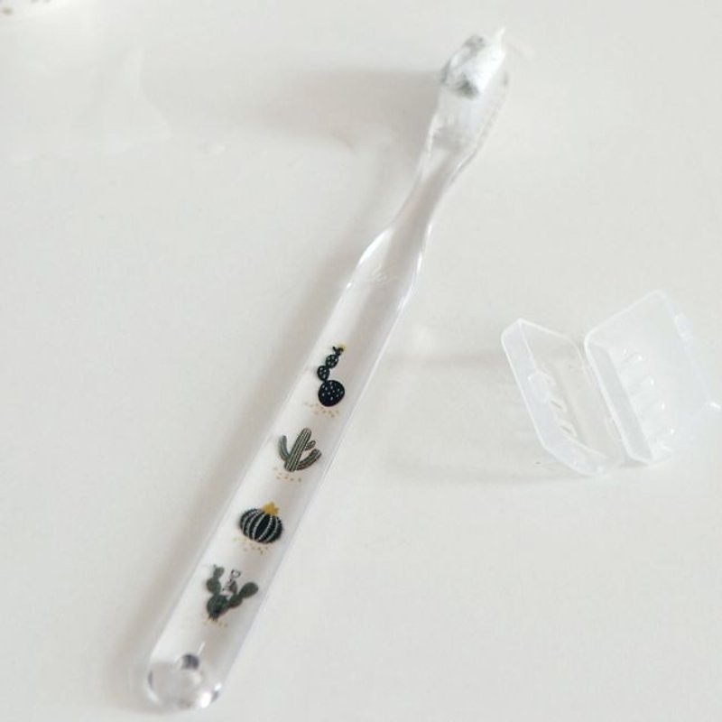 Dailylikeクリスタルクリア歯ブラシ-07サボテン、E2D46886 - 歯ブラシ・オーラルケア - プラスチック グリーン