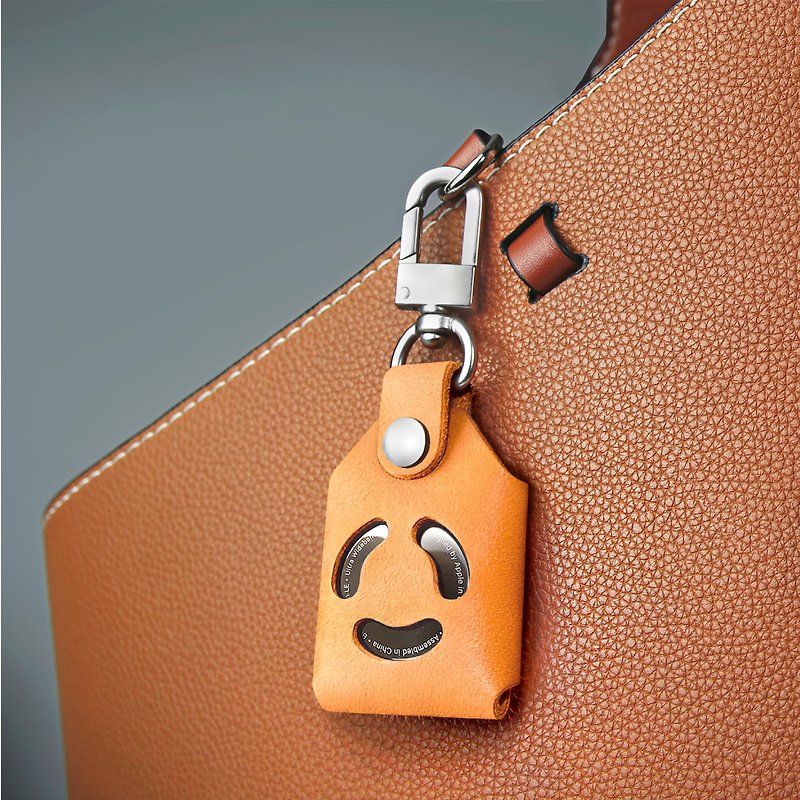 COZI - AirTag KeyRing Leather Case Keyring Keychain Ring Pet Collar - ที่ห้อยกุญแจ - วัสดุอื่นๆ สีกากี