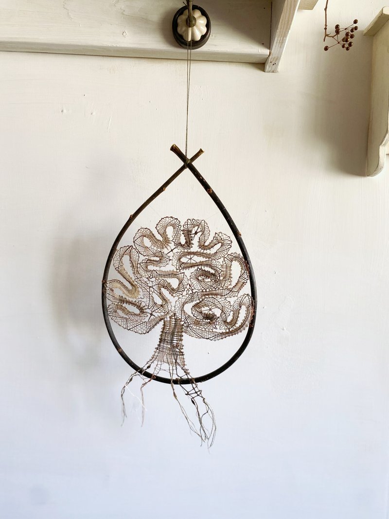 【好日戀物】德國vintage生命大樹古董手工棒槌蕾絲裝飾掛飾禮物 - 擺飾/家飾品 - 棉．麻 綠色