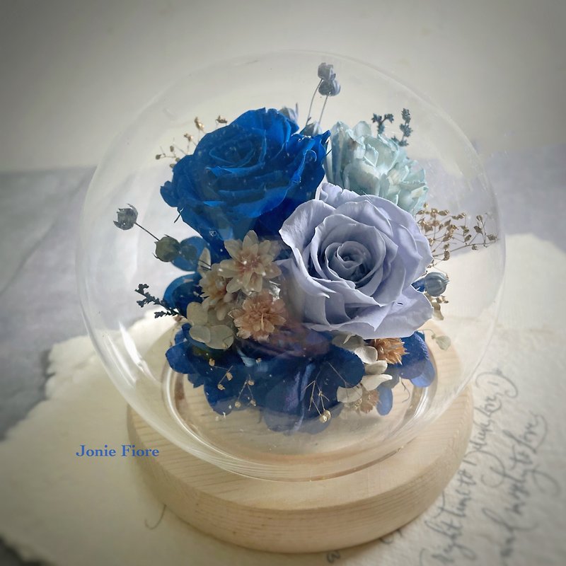 永生玫瑰玻璃盅夜燈 - 燈具/燈飾 - 玻璃 藍色