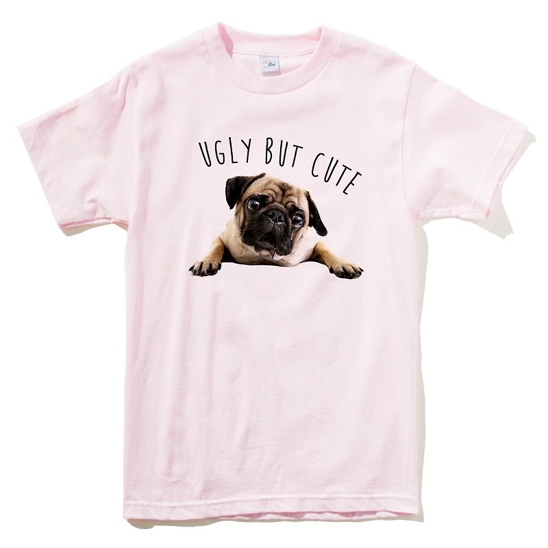 UGLY BUT CUTE PUG LIGHT PINK T SHIRT - Women's T-Shirts - Cotton & Hemp Pink