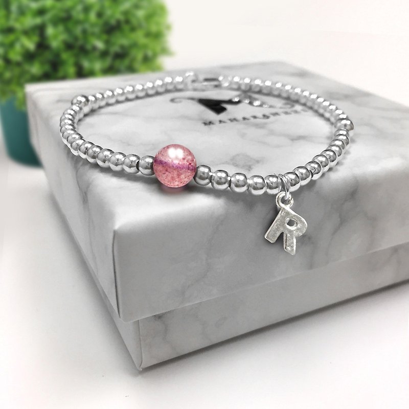 Strawberry Stone Silver Bracelet | Strawberry Stone | Love Bracelet | Love - Bracelets - Silver Pink