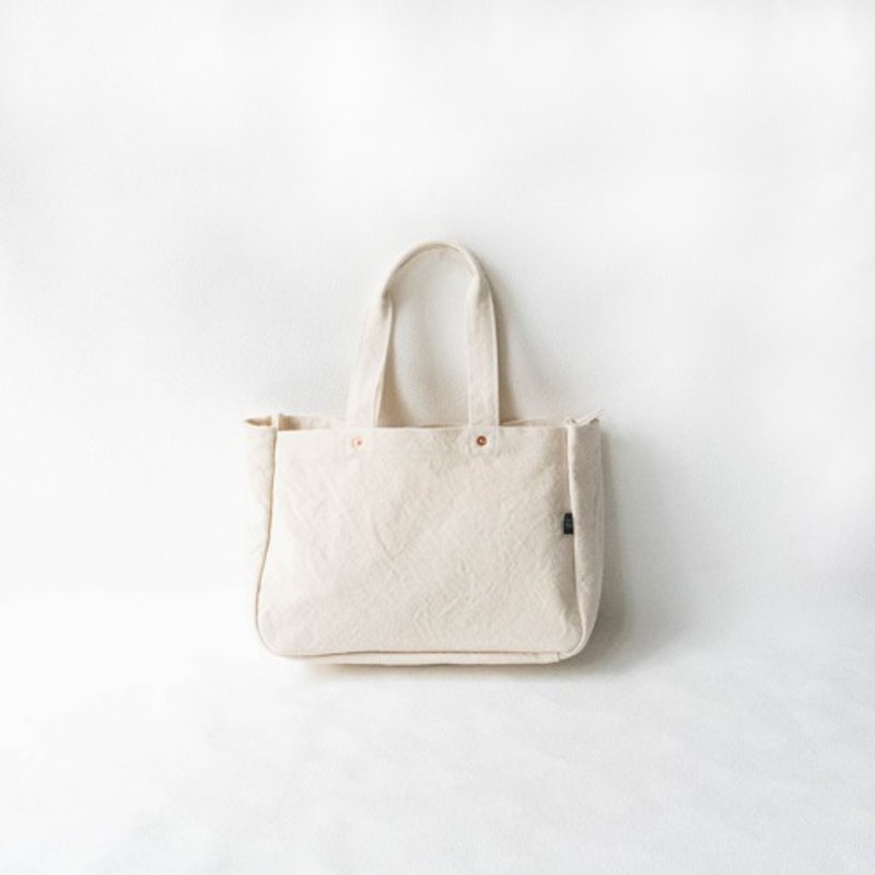 Zip Tote [Generation] (VC-23) - กระเป๋าถือ - ผ้าฝ้าย/ผ้าลินิน ขาว