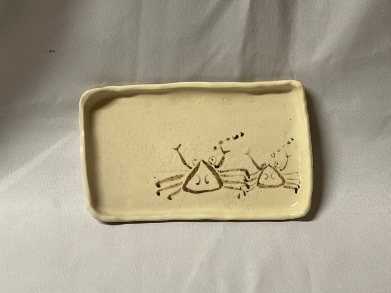 長皿　蟹の絵 (20.5cm) - 盤子/餐盤/盤架 - 陶 白色