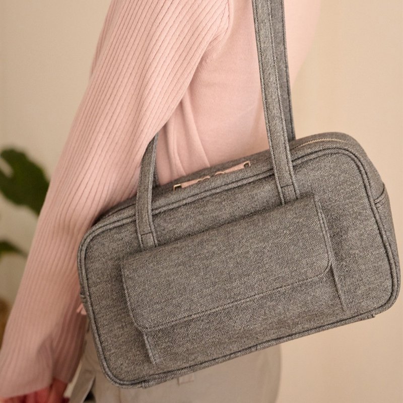 MINE'VIE Korean Tish Bag_DENIM - กระเป๋าแมสเซนเจอร์ - วัสดุอื่นๆ 