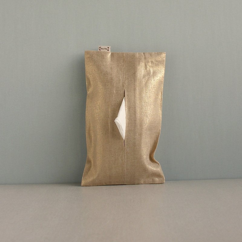 Flash specials - optional number paper bag face box hemp gold - กล่องทิชชู่ - ผ้าฝ้าย/ผ้าลินิน สีทอง