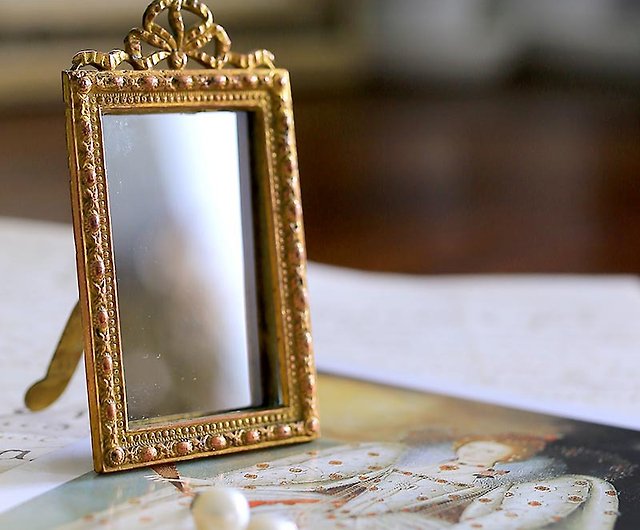French Bow Knot Antique Gold, Small Mirror Photo Frames