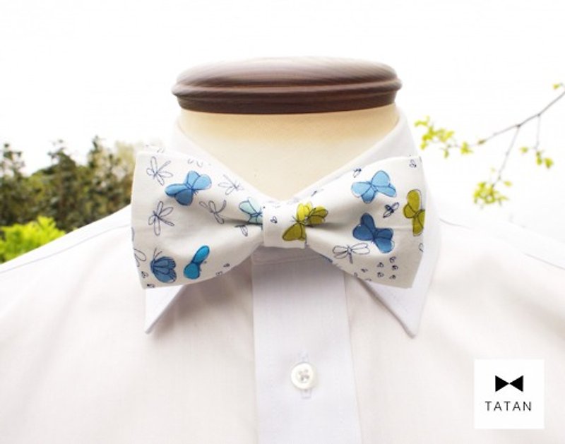 TATAN Bunk Butterfly Bow Tie - Bow Ties & Ascots - Cotton & Hemp White