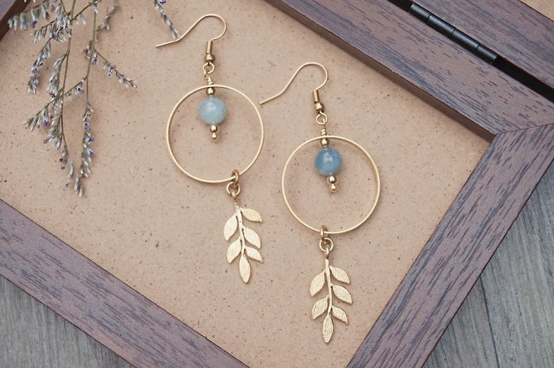Crystal fruit leaflet earrings - Earrings & Clip-ons - Copper & Brass Khaki