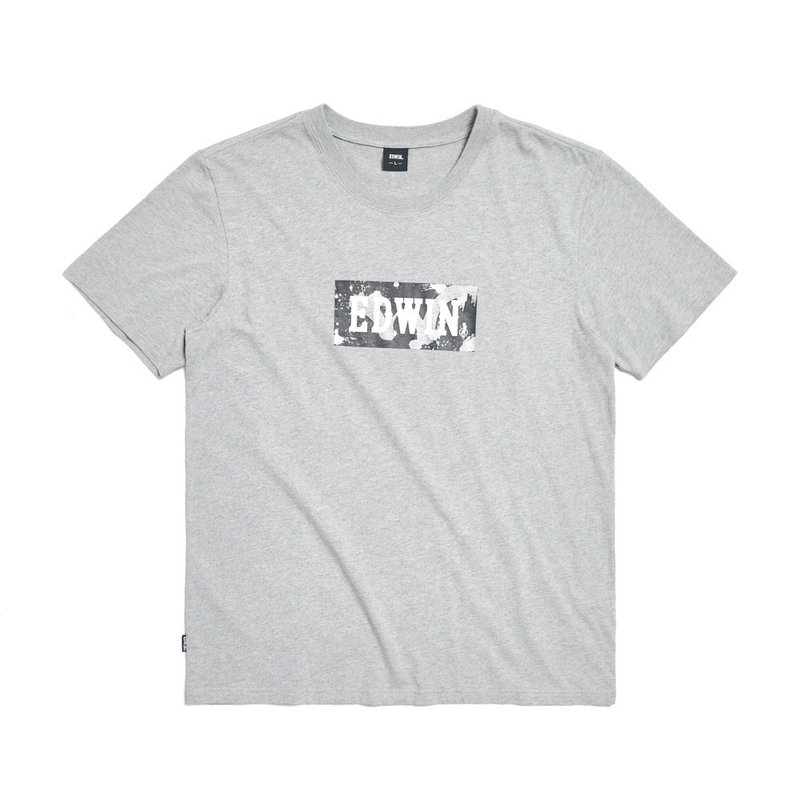 EDWIN spray-painted printed short-sleeved T-shirt-men's (Linen gray) #Top - เสื้อยืดผู้ชาย - ผ้าฝ้าย/ผ้าลินิน สีเทา