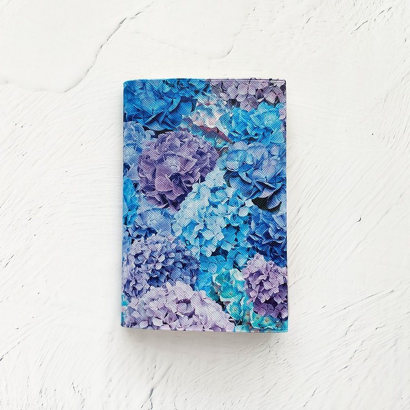 Book Cover Hydrangea / paperback / Fake leather / flower - Book Covers - Faux Leather Blue