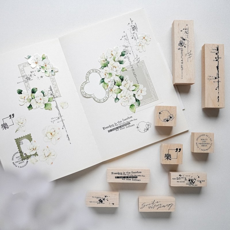 文字打底系列 原創復古楓木手帳印章 - 印章/印台 - 木頭 